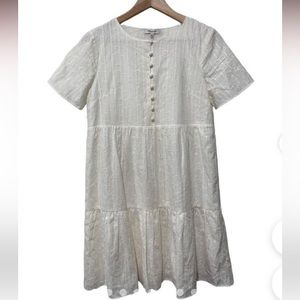 Madewell Embroidered Eyelet Button-Mini Dress
